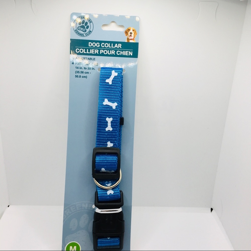DOG COLLAR BLUE WITH BONES! SZ Med